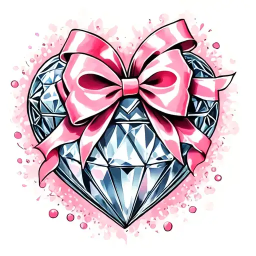 Diamond Heart And Pink Bow Tied