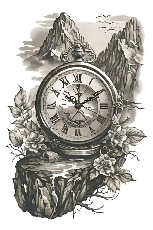Clock And Mountain