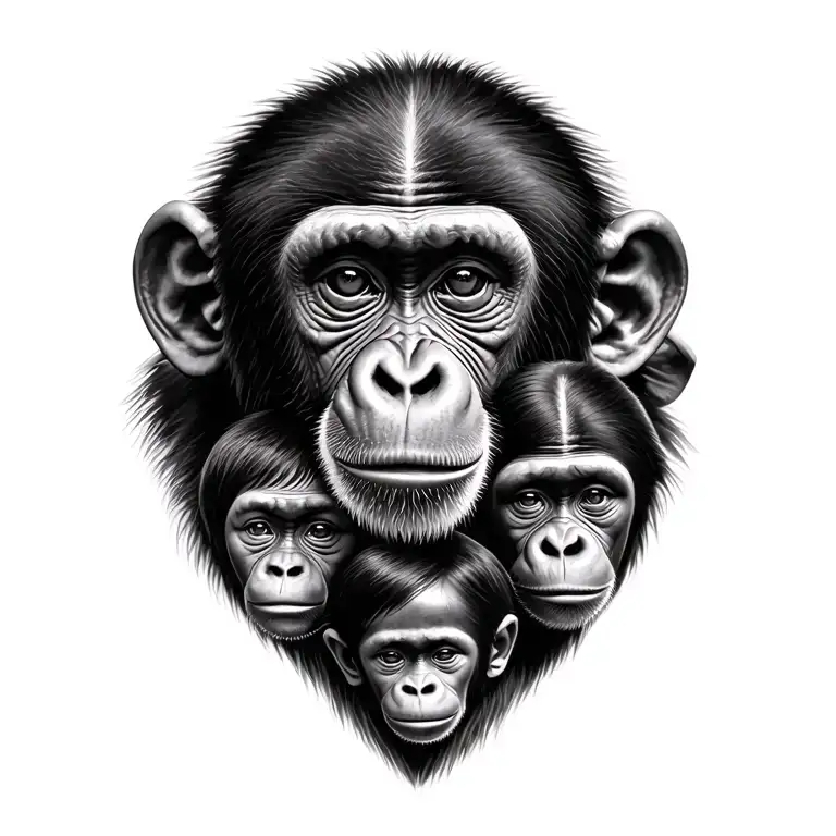 Monkey And Family Portrait