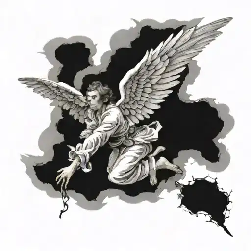 Angel Falling From Heaven With A Broken Wing Attached