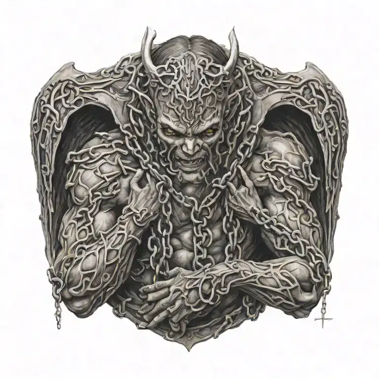 A Chained Down Half Angel Half Demon Person