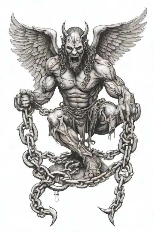 A Chained Down Half Angel Half Demon Person