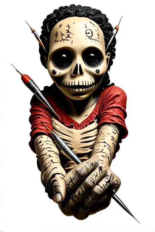 Voodoo Doll Hold Needles In Hand