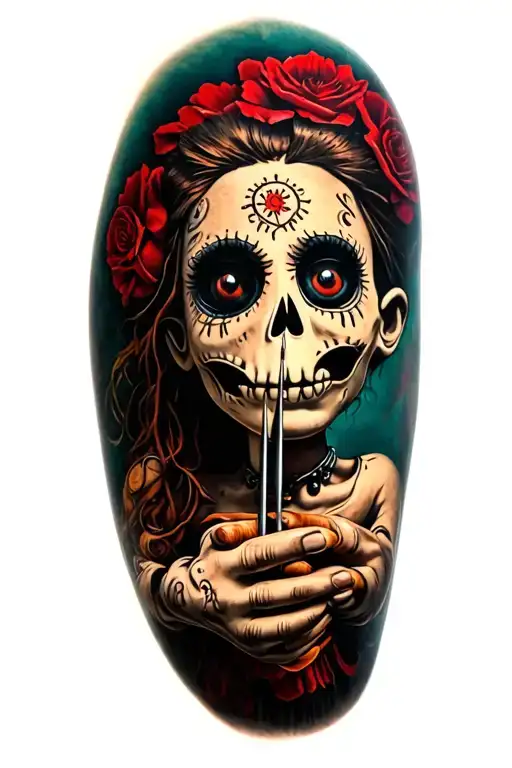 Voodoo Doll Hold Needles In Hand Reaching