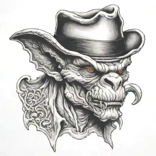 Gargoyle With Fedora Hat & Smoking