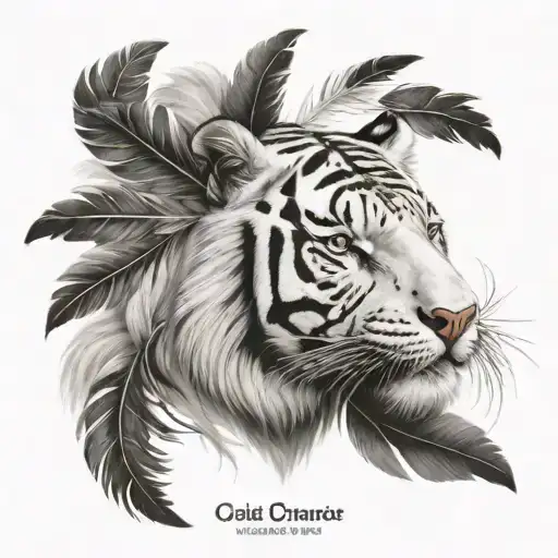 White Tiger With Feathers
