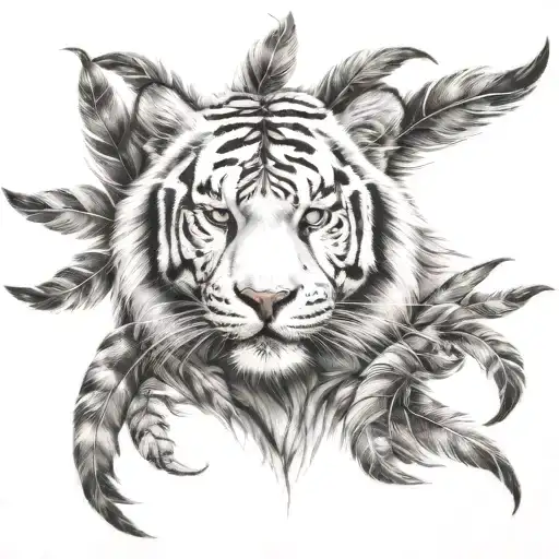 White Tiger With Feathers