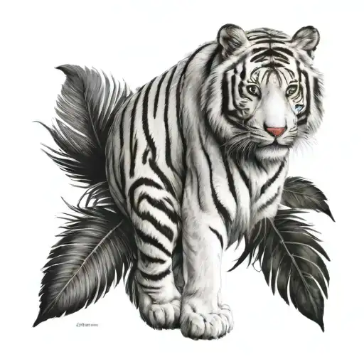White Tiger With Feathers