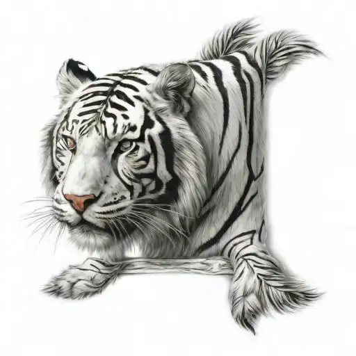 White Tiger With Feathers Hanging