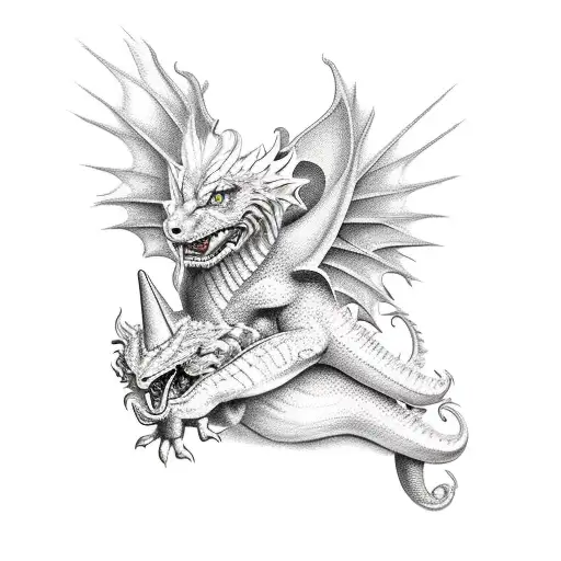 Falcor The Luck Dragon With 3 Kids On His Back