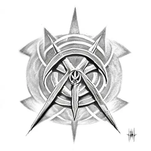 Deathly Hallows Symbol With Wand Through The Middle