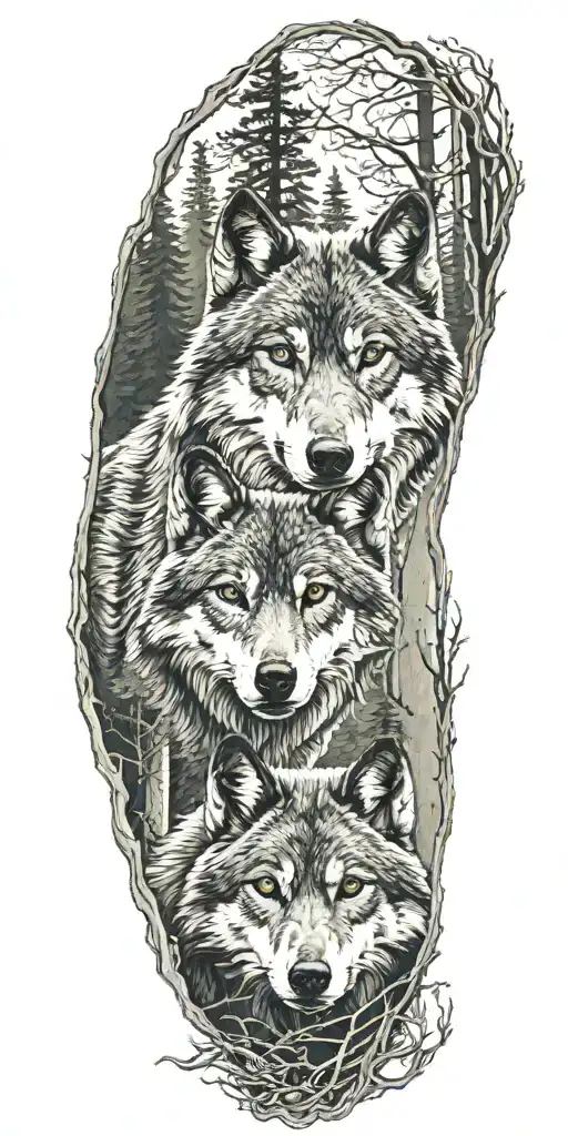 Eyes Of A Wolf In A Forest Scene