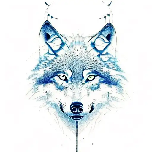 Wolf With Nordic Symbols