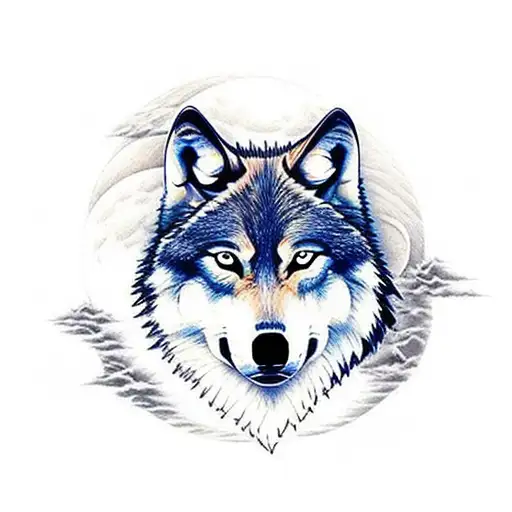 Wolf With A Moon Above