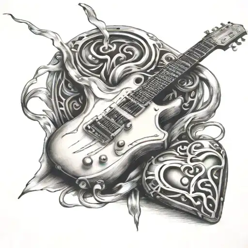 Electric Guitar And Love Heart