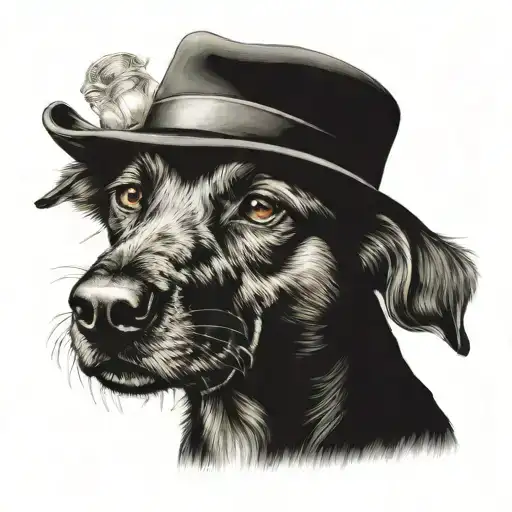 Hell Hound Dog Wearing Fedora