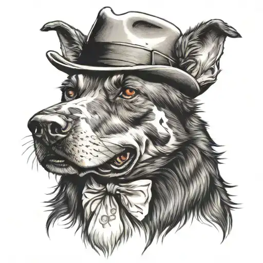Hell Hound Dog Wearing Fedora