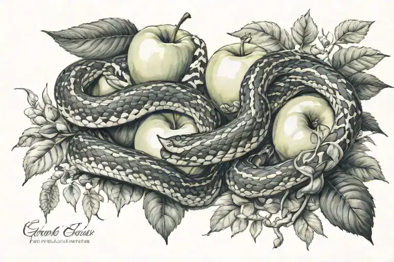 Garden Of Eden Snake And Apple