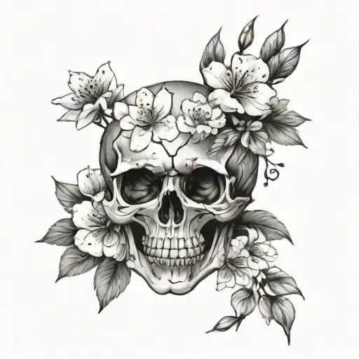 Smiley Face Skull With Cherry Blossoms Wrap