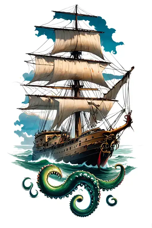 Tall Ship Attacked By Kraken