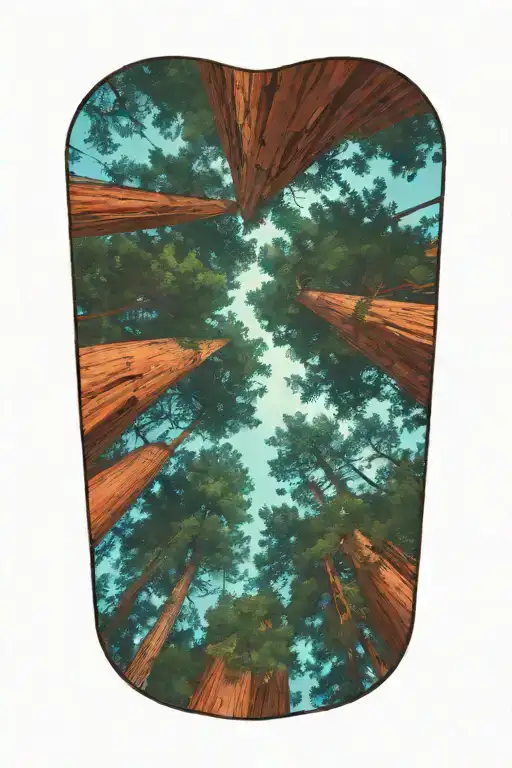 Dense Redwood Forest Looking Up From Ground