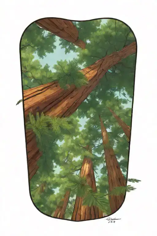 Dense Redwood Forest Looking Up From Ground