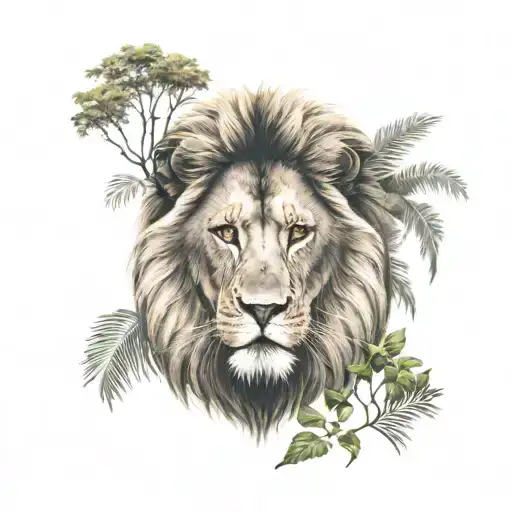 Lion And Jungle Background