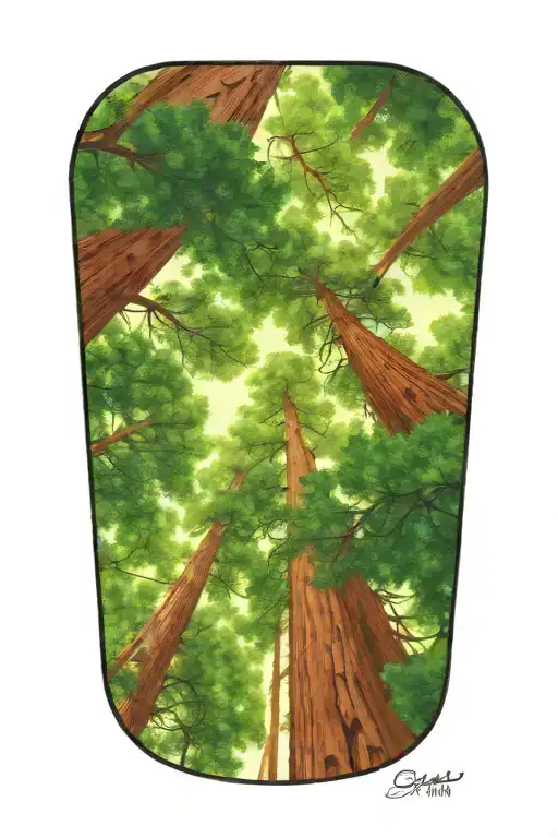 Dense Redwood Forest Looking Up From Ground