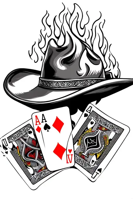 Cowboy Hat With Flaming Poker Cards