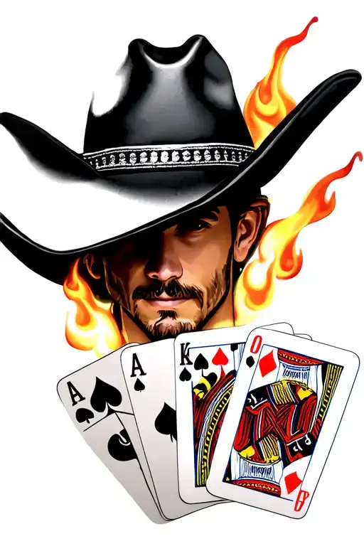 Cowboy Hat With Flaming Poker Cards