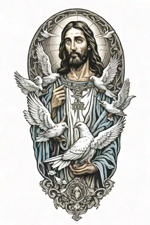Jesus With Doves