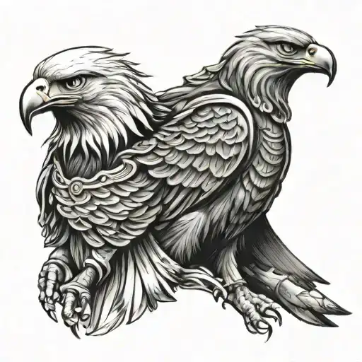 Eagle And A Samurai Warrior