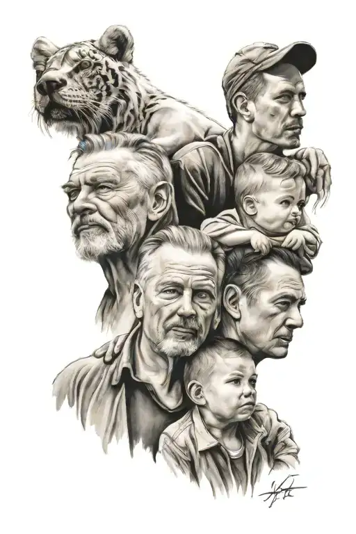 Dad With Sons Looking