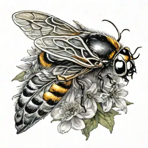 Ladybug And Bee Flying