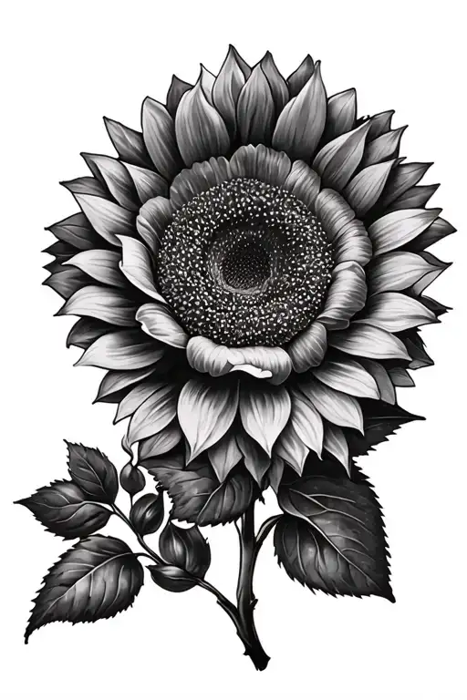 Sunflower And Rose And Leaves