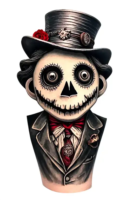 Cute Stitched Voodoo Puppet With Cylinder Hat