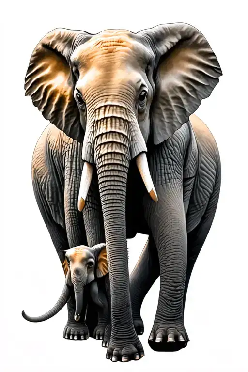 Elephant Tattoo Of 4 Family