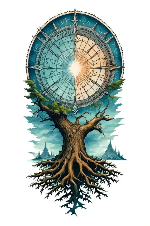 Vegvisir And Rume And Norway Nature And Ygdrasil