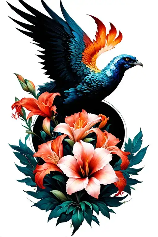 Phoenix Rising From Gladiolus Flowers