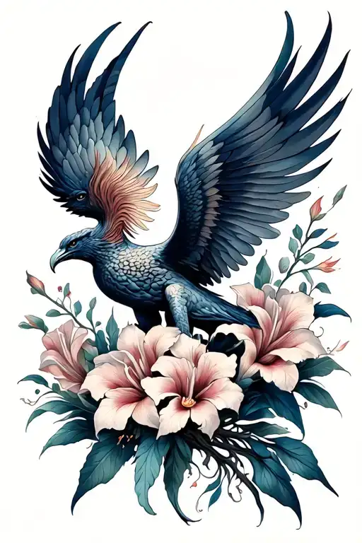 Phoenix Rising From Gladiolus Flowers