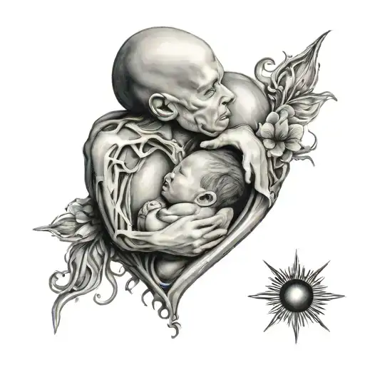 10 Week Gestation Baby In A Heart With His Mother At His Side