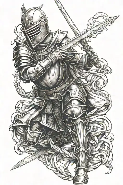 Knight Holding Sword Intertwined