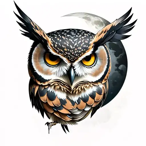 Owl And Moon