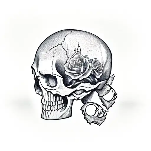 Skull Next To Clock And Candles