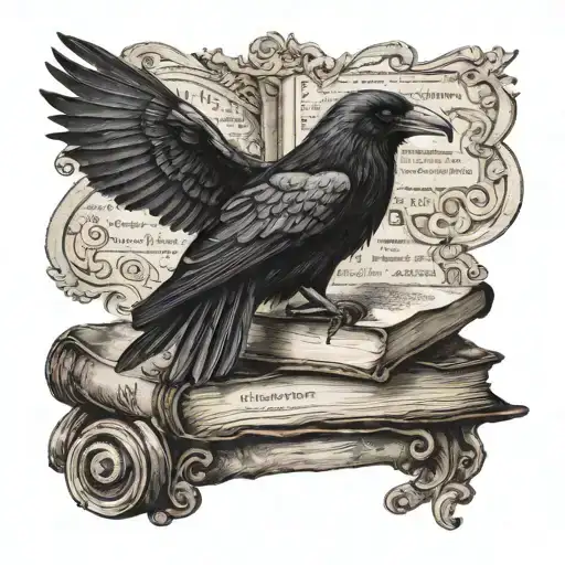 A Mystical Raven Perched On A Stack Of Ancient Books