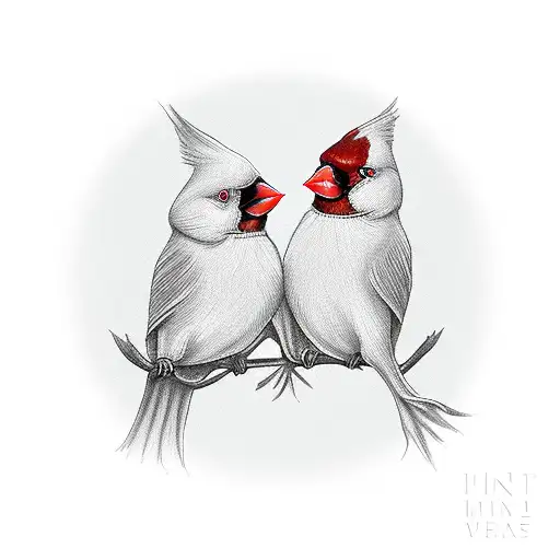 Albino Cardinals Holding Black Cross