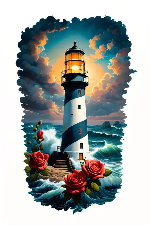 Lighthouse With Roses