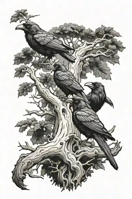 Odin Ravens With Tree