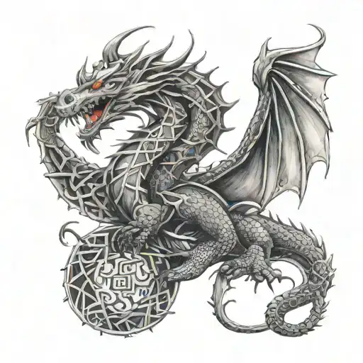 An Intricate Dragon Design Incorporating Elements Of Celtic Fc And Catholicism
