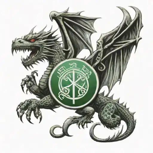 A Fierce Dragon Tattoo With A Celtic Fc Crest And Catholic Symbols Intertwined